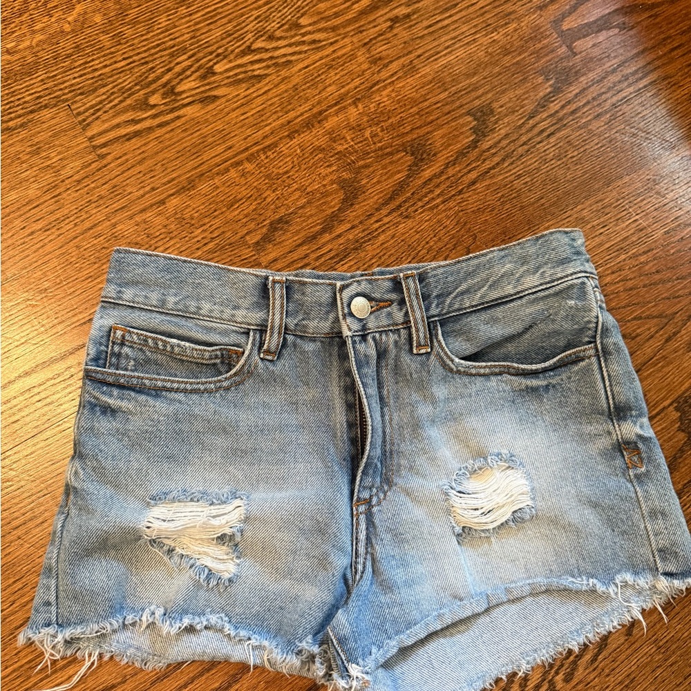 Zadig & Voltaire Blue Jean Shorts Distressed Mid-Thigh